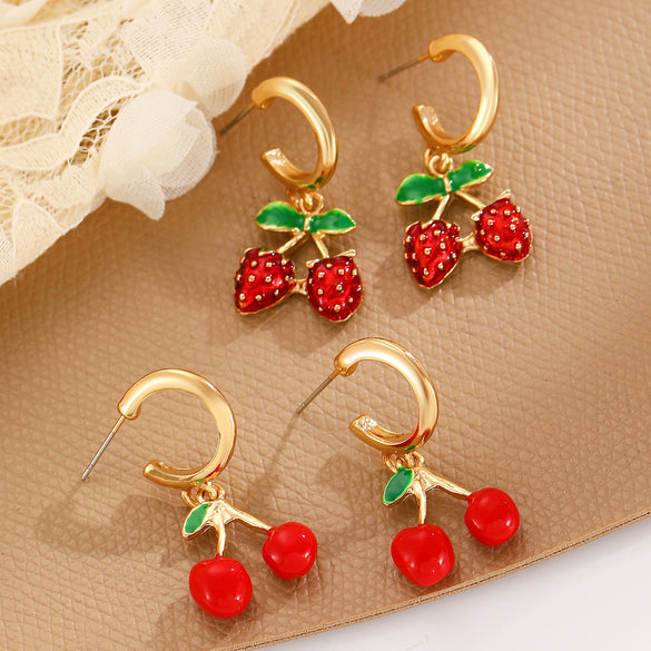 Alloy Fruit Earrings Electroplating Women's Fashion Creative
