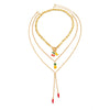 Alloy Fruit Fivepointed Star Beaded Necklace For Women With Electroplating