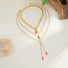 Alloy Fruit Fivepointed Star Beaded Necklace For Women With Electroplating