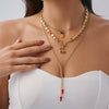 Alloy Fruit Fivepointed Star Beaded Necklace For Women With Electroplating
