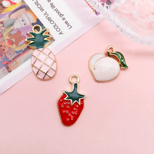Alloy Fruit Food Style Dripping Oil Small Pendant Diy Jewelry Accessories
