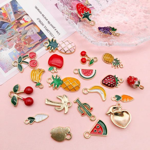 Alloy Fruit Food Style Dripping Oil Small Pendant Diy Jewelry Accessories