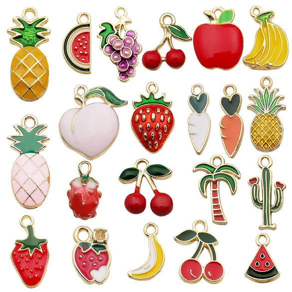 Alloy Fruit Food Style Dripping Oil Small Pendant Diy Jewelry Accessories