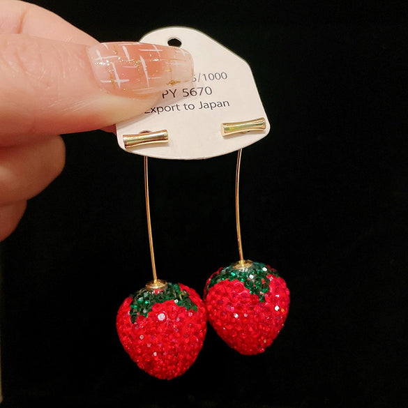 Alloy Fruit Geometric Diamond Encrusted Women's Earrings