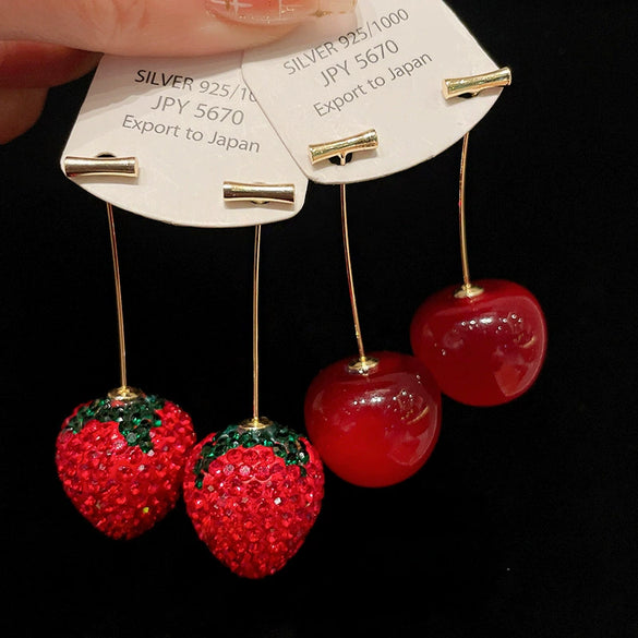 Alloy Fruit Geometric Diamond Encrusted Women's Earrings