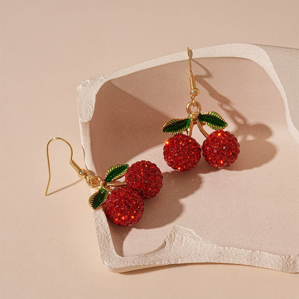 Alloy Fruit Pattern Diamond Earrings For Women