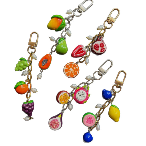 Alloy Fruit Series Bag Pendant With Heart Water Drop And Bell Patterns Retro Elegant Style Electroplated For Women