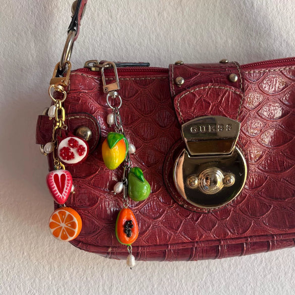 Alloy Fruit Series Bag Pendant With Heart Water Drop And Bell Patterns Retro Elegant Style Electroplated For Women