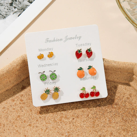 Alloy Fruit Shape Dripping Oil Design Women's Earrings Set
