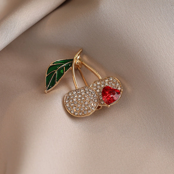 Alloy Fruit Shape Electroplated Women's Fashion Fresh Sweet Cute Cherry Brooch Original Design
