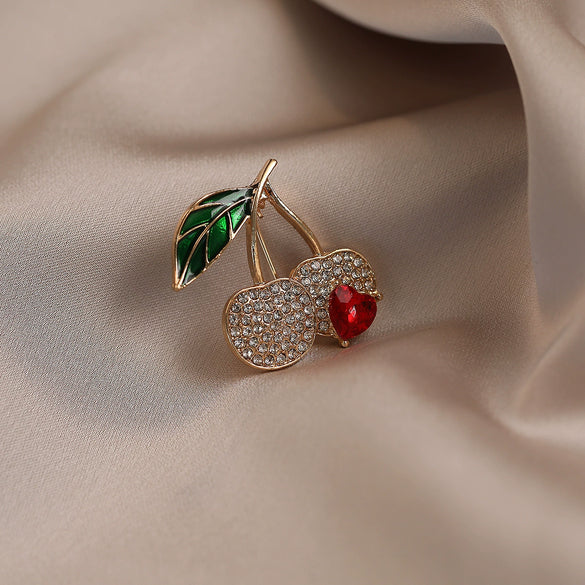 Alloy Fruit Shape Electroplated Women's Fashion Fresh Sweet Cute Cherry Brooch Original Design
