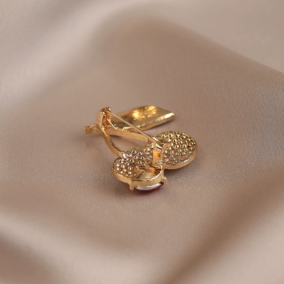 Alloy Fruit Shape Electroplated Women's Fashion Fresh Sweet Cute Cherry Brooch Original Design