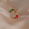 Alloy Fruit Shape Electroplated Women's Fashion Fresh Sweet Cute Cherry Brooch Original Design