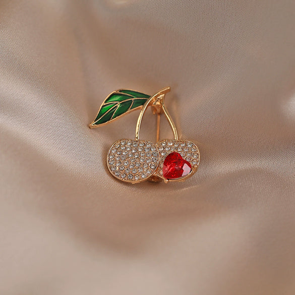 Alloy Fruit Shape Electroplated Women's Fashion Fresh Sweet Cute Cherry Brooch Original Design