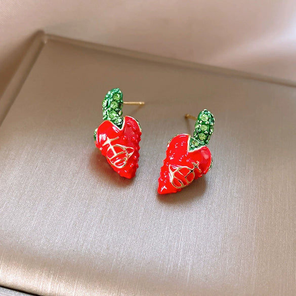 Alloy Fruit Shaped Diamond Set Women's Earrings