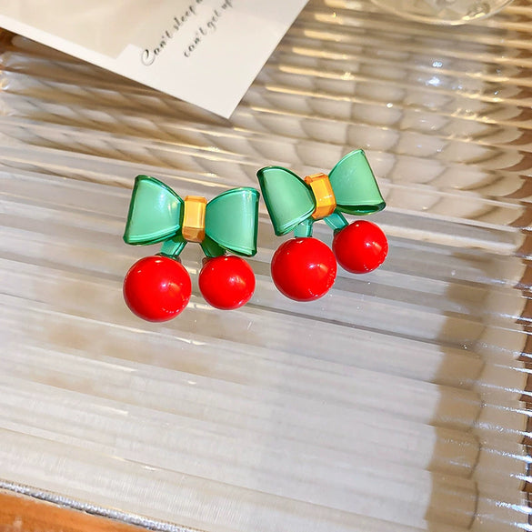 Alloy Fruit Shaped Diamond Set Women's Earrings