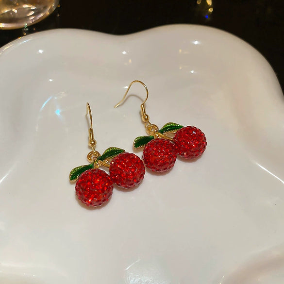 Alloy Fruit Shaped Diamond Set Women's Earrings