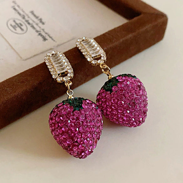 Alloy Fruit Shaped Diamond Set Women's Earrings