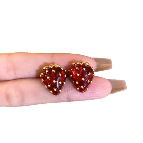 Alloy Fruit Shaped Diamond Set Women's Earrings
