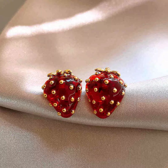 Alloy Fruit Shaped Diamond Set Women's Earrings
