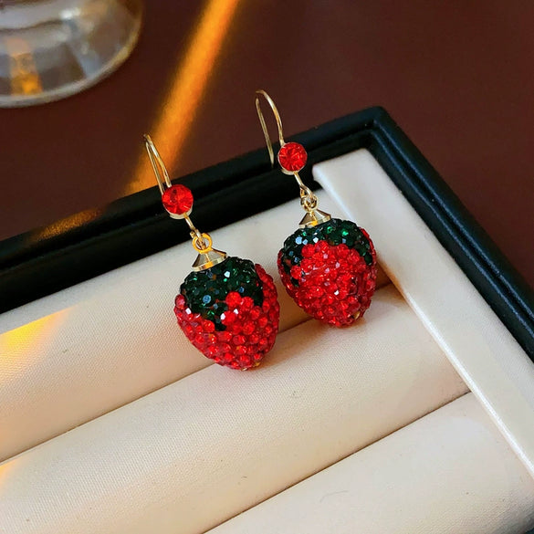 Alloy Fruit Shaped Diamond Set Women's Earrings