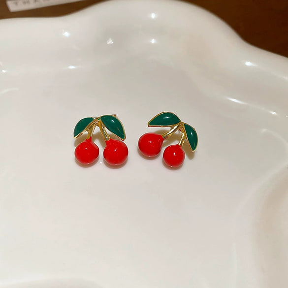 Alloy Fruit Shaped Diamond Set Women's Earrings