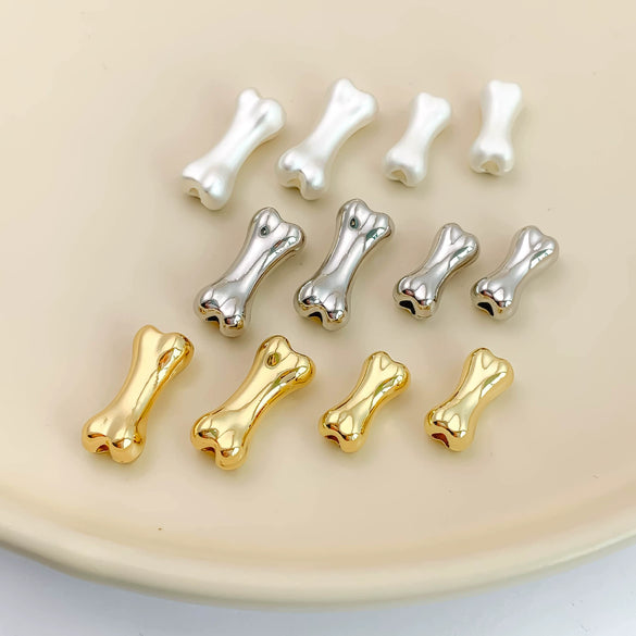Alloy Fun Bone Beads Electroplated Ins Style Diy Accessories For Jewelry Making
