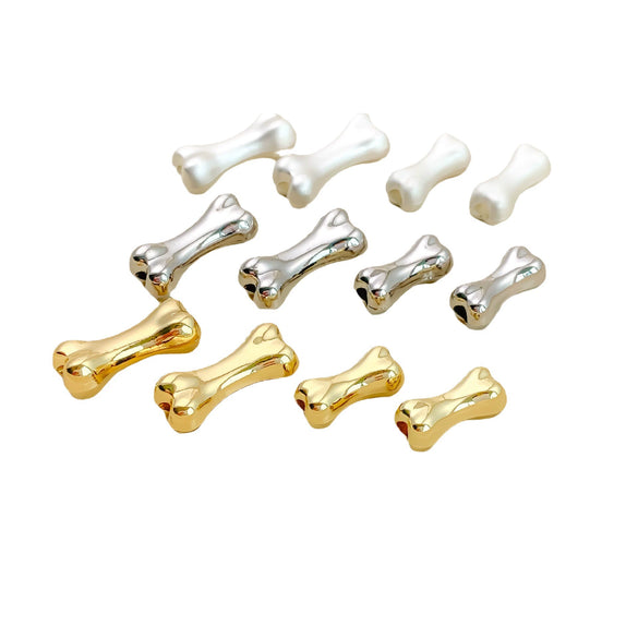 Alloy Fun Bone Beads Electroplated Ins Style Diy Accessories For Jewelry Making