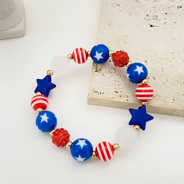 Alloy Geometric American Flag Fivepointed Star Chain Bracelet Electroplated Unisex