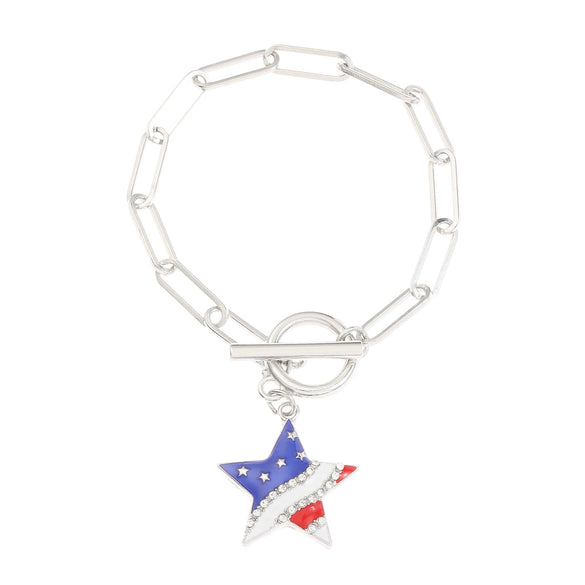 Alloy Geometric American Flag Fivepointed Star Chain Bracelet Electroplated Unisex