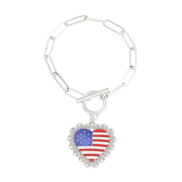 Alloy Geometric American Flag Fivepointed Star Chain Bracelet Electroplated Unisex