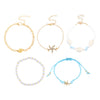 Alloy Geometric And Animal Style Handmade Beaded Chain Conch Starfish Bracelet For Women