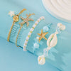 Alloy Geometric And Animal Style Handmade Beaded Chain Conch Starfish Bracelet For Women