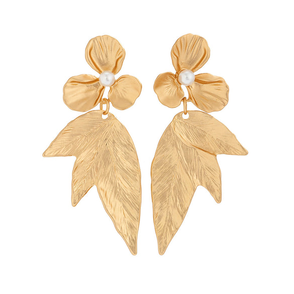 Alloy Geometric And Flower Patterned Electroplated Threedimensional Ginkgo Leaf Women's Earrings