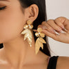 Alloy Geometric And Flower Patterned Electroplated Threedimensional Ginkgo Leaf Women's Earrings