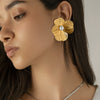 Alloy Geometric And Flower Patterned Electroplated Threedimensional Ginkgo Leaf Women's Earrings