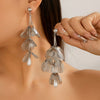 Alloy Geometric And Flower Patterned Electroplated Threedimensional Ginkgo Leaf Women's Earrings