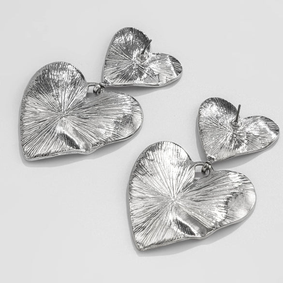 Alloy Geometric And Heart Shape Liquid Love Tassel Earrings For Women With Electroplating