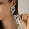 Alloy Geometric And Heart Shape Liquid Love Tassel Earrings For Women With Electroplating