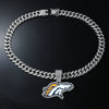 Alloy Geometric Animal Wolf Pendant Cuban Chain Necklace For Men With Diamond