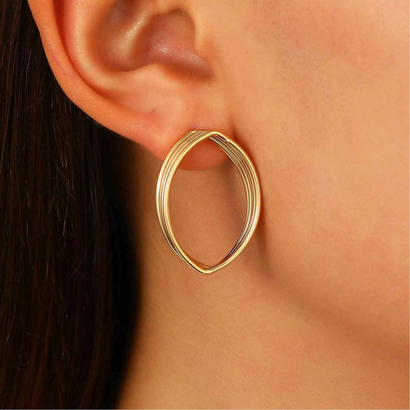 Alloy Geometric Asymmetrical Vortex Twisted Line Electroplated Women's Earrings