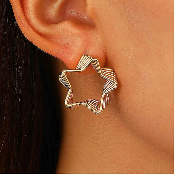 Alloy Geometric Asymmetrical Vortex Twisted Line Electroplated Women's Earrings