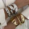 Alloy Geometric Asymmetrical Wide Bracelet For Women Punk Style Electroplated