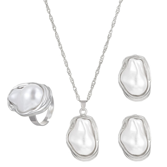 Alloy Geometric Baroque Pearl Collar Choker Necklace With Electroplating For Women