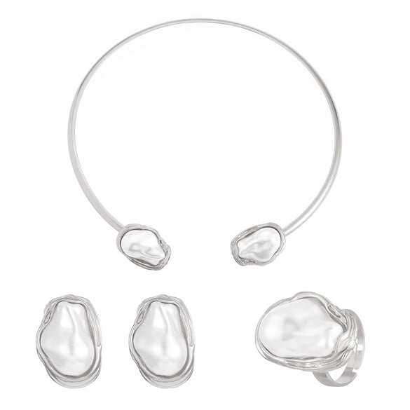 Alloy Geometric Baroque Pearl Collar Choker Necklace With Electroplating For Women
