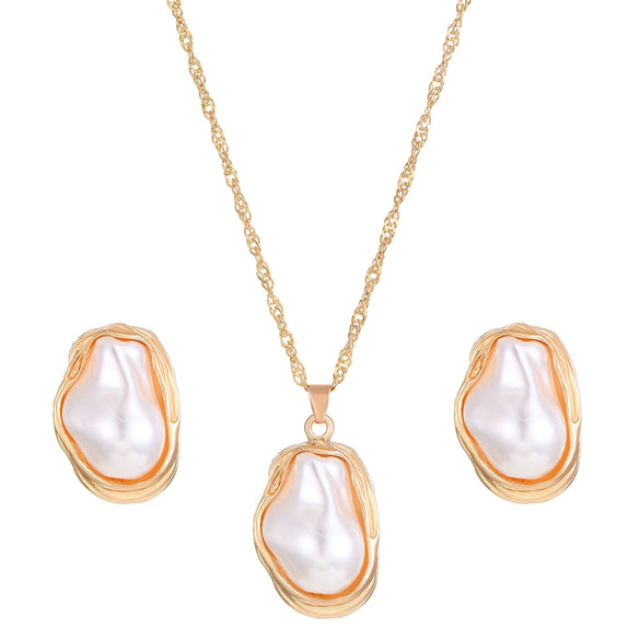 Alloy Geometric Baroque Pearl Collar Choker Necklace With Electroplating For Women