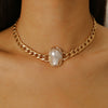 Alloy Geometric Baroque Pearl Collar Choker Necklace With Electroplating For Women