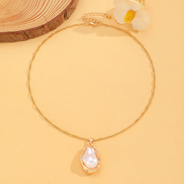 Alloy Geometric Baroque Pearl Collar Choker Necklace With Electroplating For Women