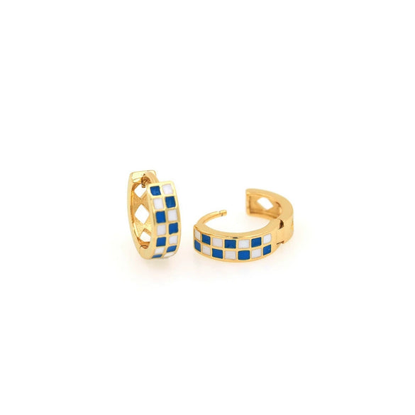 Alloy Geometric Black And White Checkerboard Light Luxury Women's Earrings With Real Gold Plating