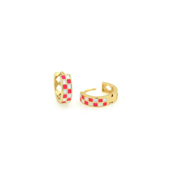 Alloy Geometric Black And White Checkerboard Light Luxury Women's Earrings With Real Gold Plating